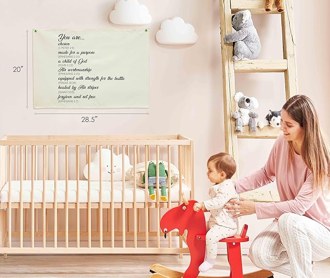 Nursery Wall Decor-Hanging Rectangular Canvas Banner Flag Poster Wall Decorations for Nursery Bedroom Babyroom,Baby Shower Baptism Christmas Gift for Baby Boy Girl,You are Chosen Made for a Purpose