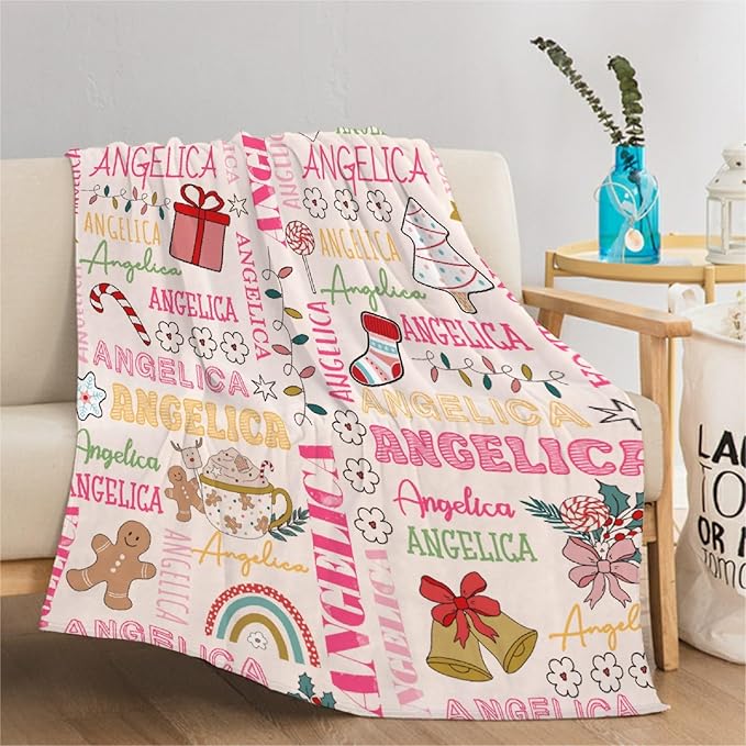 Custom Christmas Blanket | Personalized Holiday Blanket for Boys Girls | Plush Cozy Custom Name Blanket | Christmas Decor Personalized Gifts Name Blanket | 50"x60"-Teens/Travel Size
