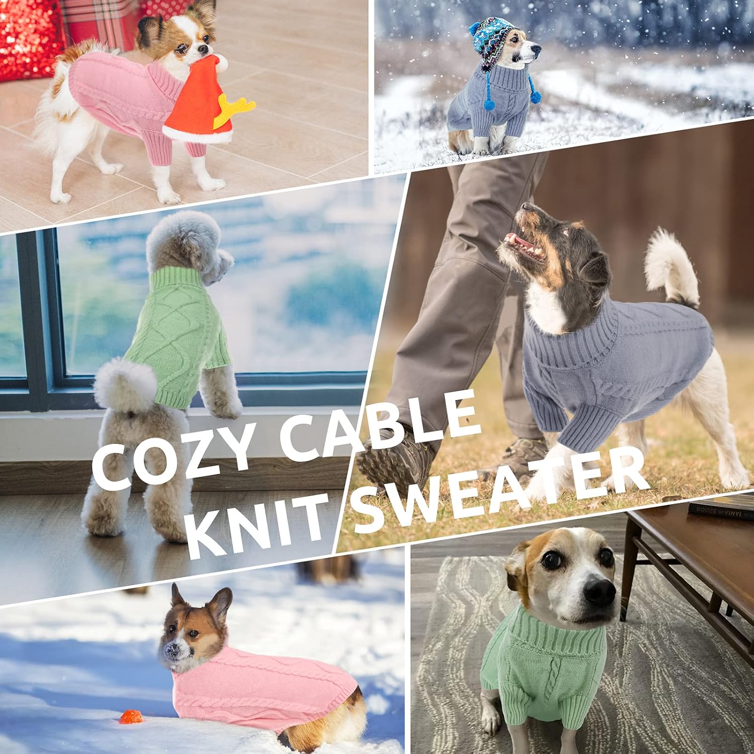 Queenmore Extra Large Warm Turtleneck Knitted Big Dog Sweaters for Male and Female Dogs (Grey,2XL)