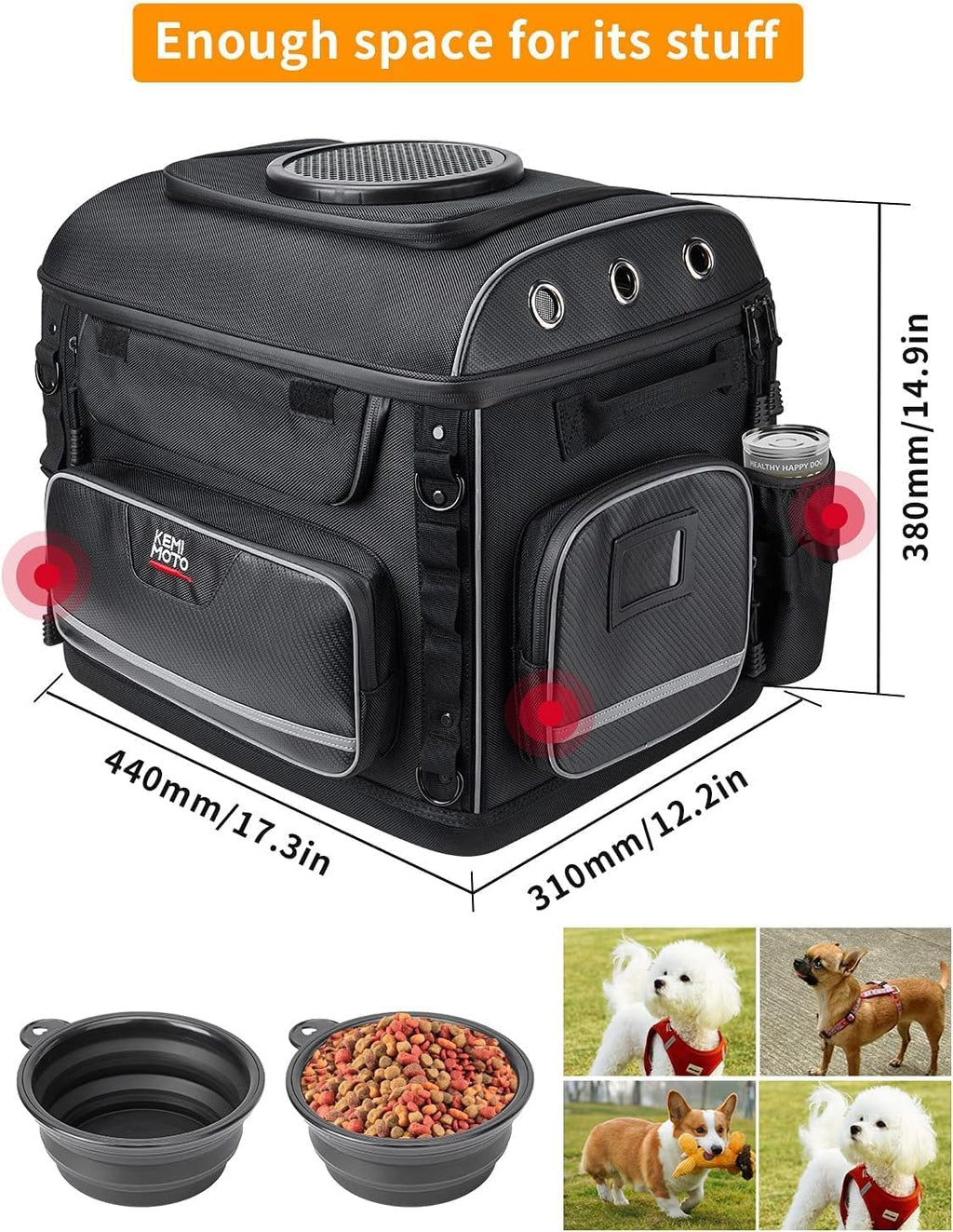 KEMIMOTO Motorcycle Dog/Cat Carrier Bags Pet Voyagers for Street Glide Road King with Passenger Seat Sissy Bar or Luggage Rack Touring Trike Models