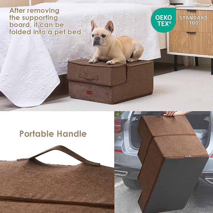 EHEYCIGA Dog Stairs for Small Dogs 13.5" H, 3-Step Dog Steps for Couch Sofa and - Image 5