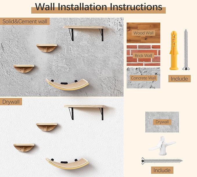 Wood Cat Wall Shelves with Sisal Mat – Cats Wall Furniture Steps - Image 8