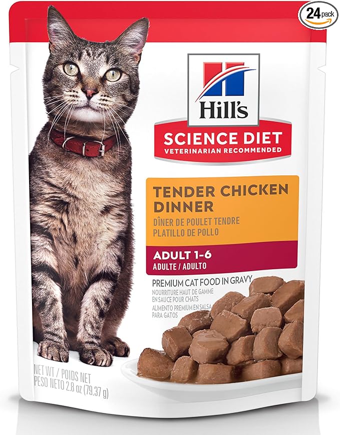 Hill's Science Diet Adult 1-6 Wet Cat Food, Tender Chicken, 2.8 oz. Pouches by HillsPetNutrition