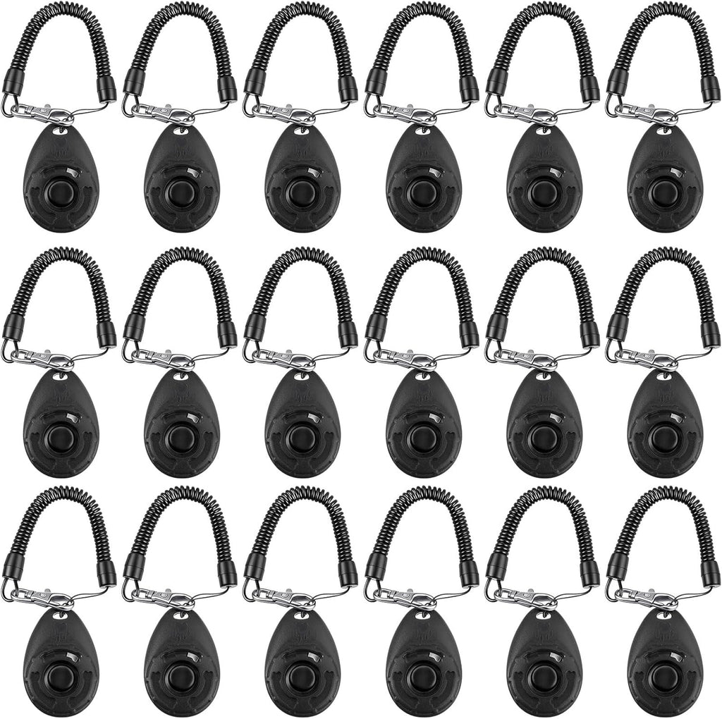 Frienda 18 Pieces Dog Training Clicker, Pet Behavioral Training Clickers with Wrist Strap for Dogs Cats Puppy Birds Horses(Black)