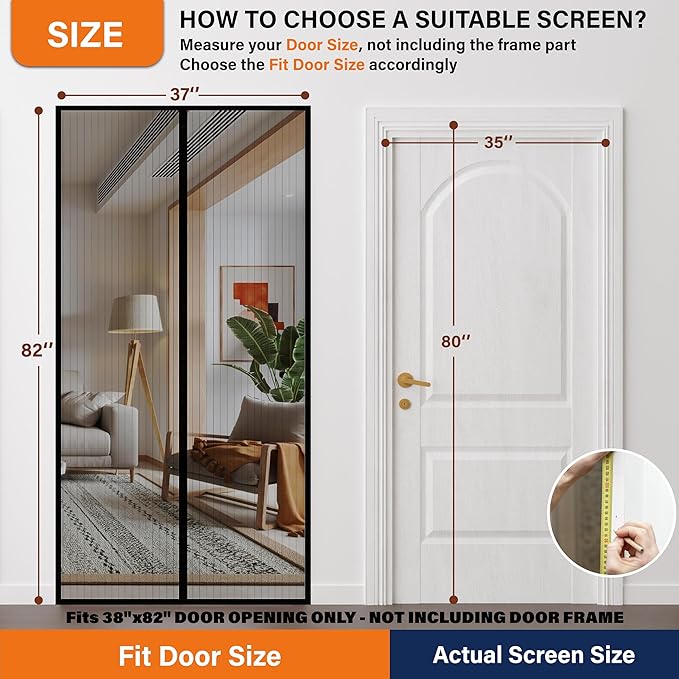 Magnetic Screen Door, Fit Door Size 35 x 80 Inches, Screen Doors - Image 2
