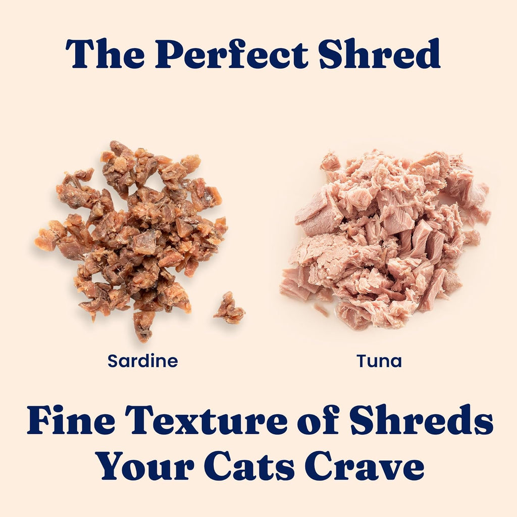 Solid Gold Wet Cat Food Shreds in Gravy - Healthy Canned Cat Food Made w/Real Tuna, Sardine, Vitamins, Minerals & Taurine - Grain Free & Gluten Free Canned Meals for Cats & Kittens - 24ct/3oz Can