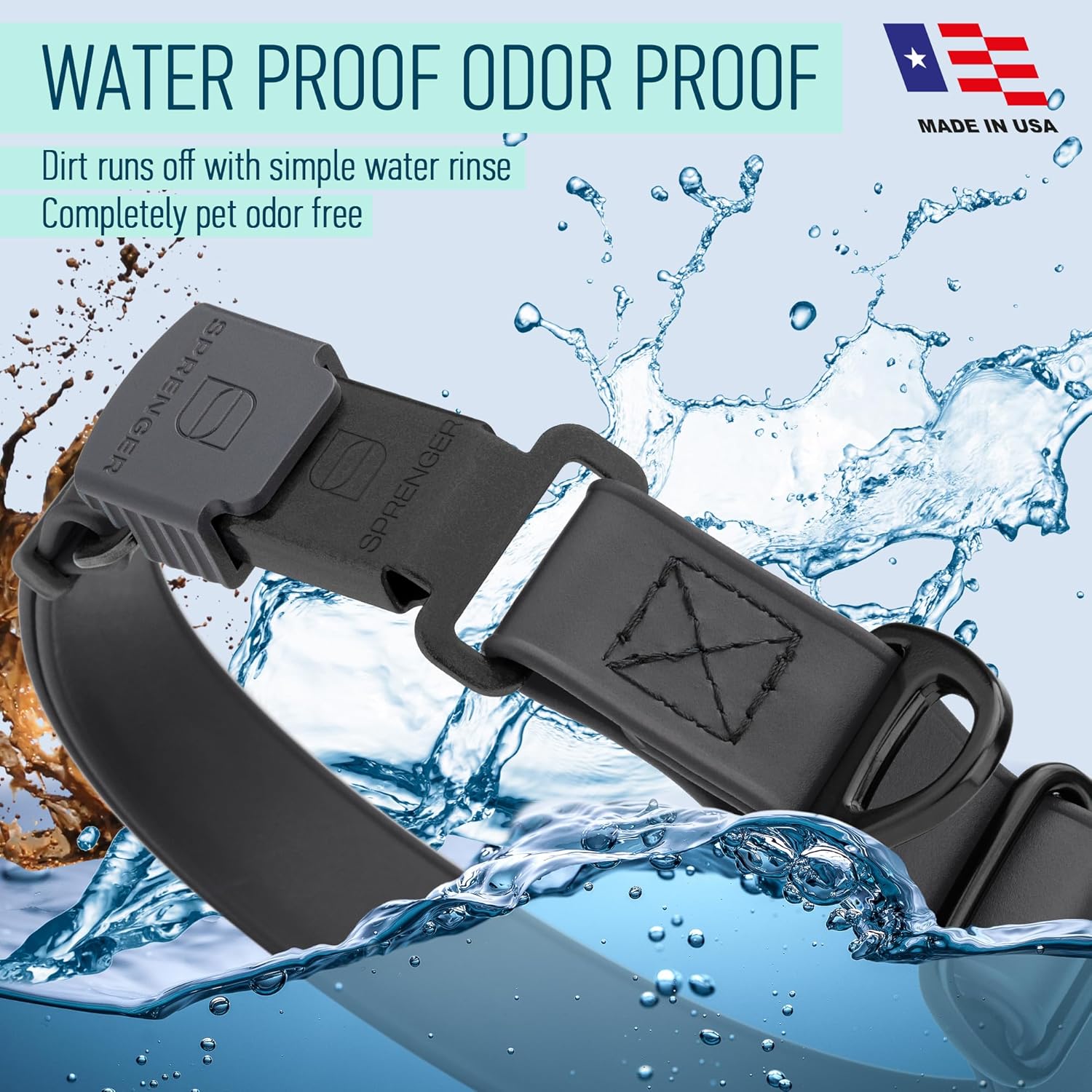 Dogline Biothane Waterproof Dog Collar with Herm Sprenger Black Stainless Steel Quick Release Buckle – Heavy Duty Tactical Durable Collar for Dogs – Comfortable and Safe Pet Collar W3/4" L12-19 Black