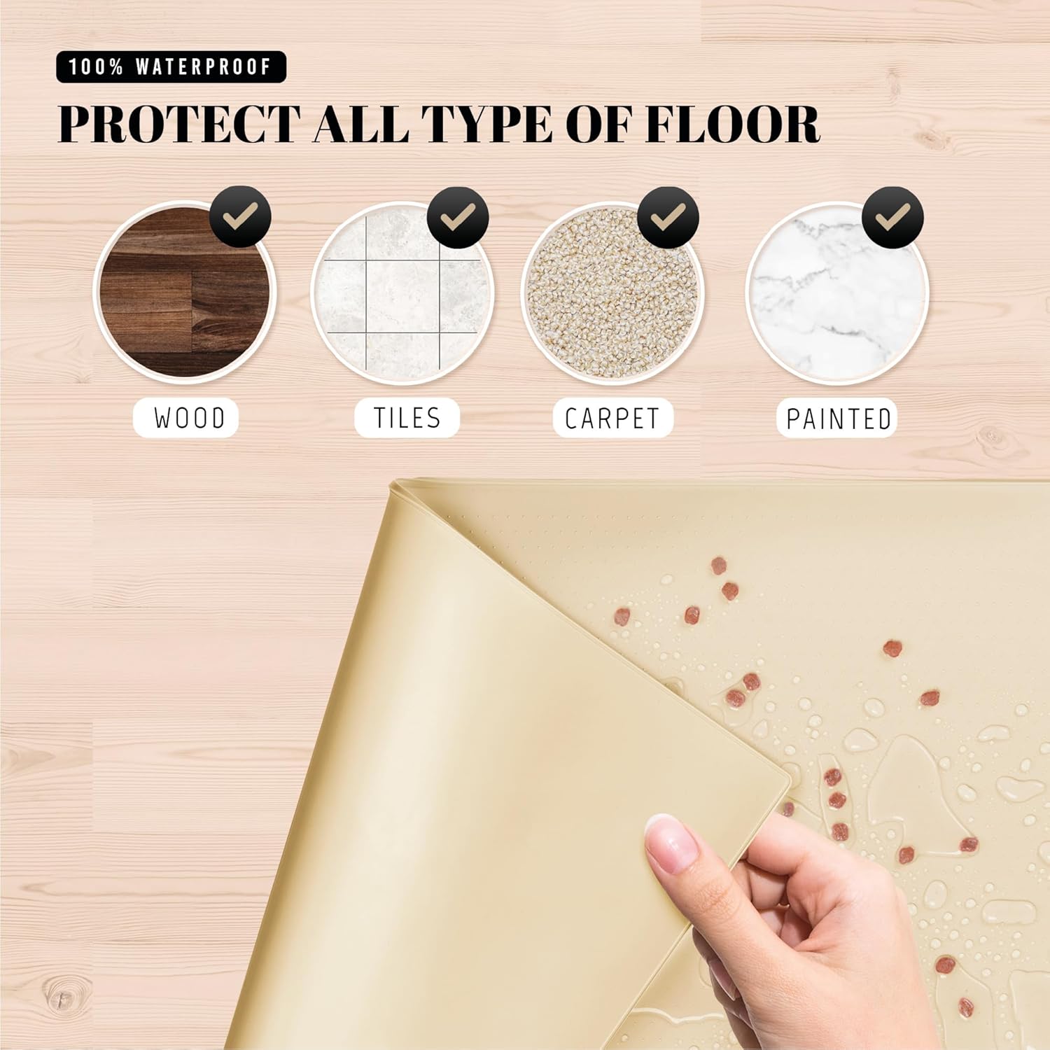 AVERYDAY 32x24'' Silicone Dog Mat for Food and Water, 0.63'' Edge Dog Food Bowl Mats for Floor Waterproof, Dogs Water Mat for Sloppy Drinker, Non Slip Rubber Pet Feeding Mats for Indoor Dogs and Cats