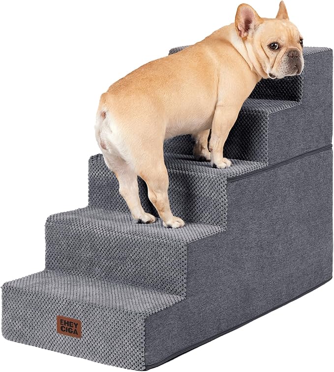 EHEYCIGA Dog Stairs for High Bed 22.5" H, 5-Step Dog Steps for Bed, Pet Steps - Image 8