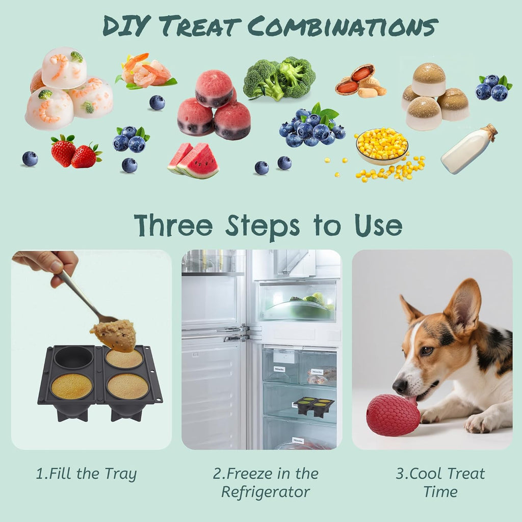 Enrichment Frozen Treat Toy for Dogs - 2-in-1 Dog Licking Toy & Dispensing Dog Puzzle Toy, Fillable Rubber Interactive Toy, Keeps Them Busy, Reduces Anxiety, Safe & Easy to Clean Red