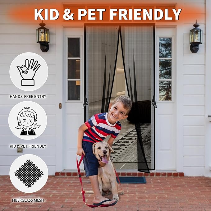 Reversible Left Right Side Opening Fiberglass Magnetic Screen Door, Fit Door - Image 4