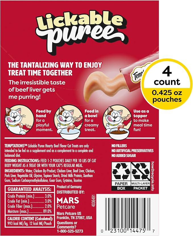 Temptations Creamy Puree Squeezable Lickable Cat Treats, Wet Cat Treats - Image 3