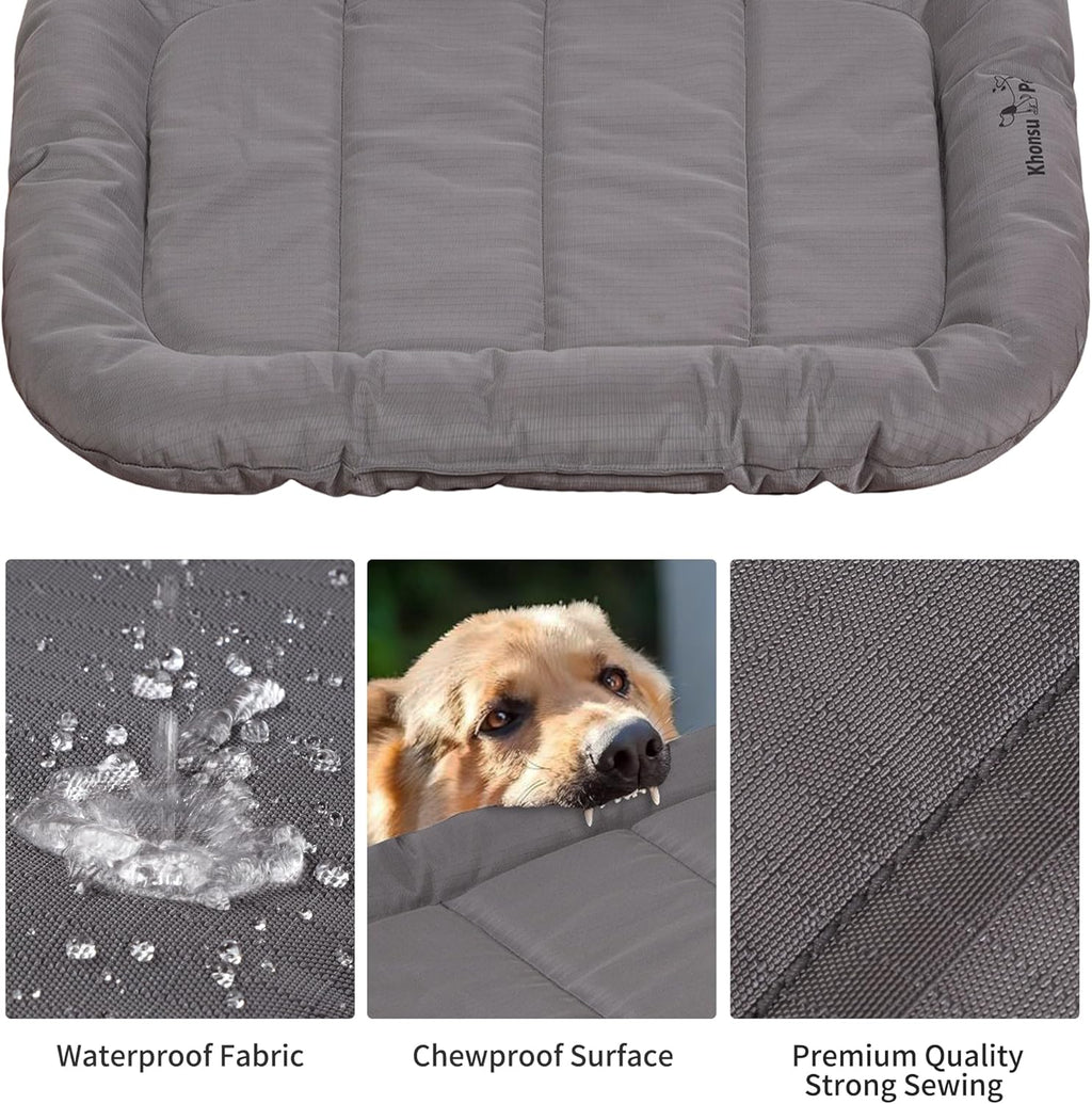 KHONSU PET Durable Dog Bed Tough and Tear Proof Dog Crate Bed, 800lbs Tear Strength PVC-Backed Waterproof Ped Bed Mat Indoor & Outdoor Use for Dogs up to 60 lbs