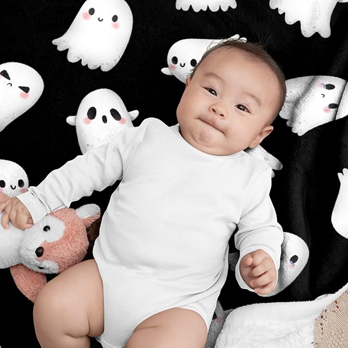 Halloween Ghost Blanket - Cute Decor for Couch, Sofa, Bed, Living Rooms - Gift for Girls Boys - 40"x50" Kids/Throw Size
