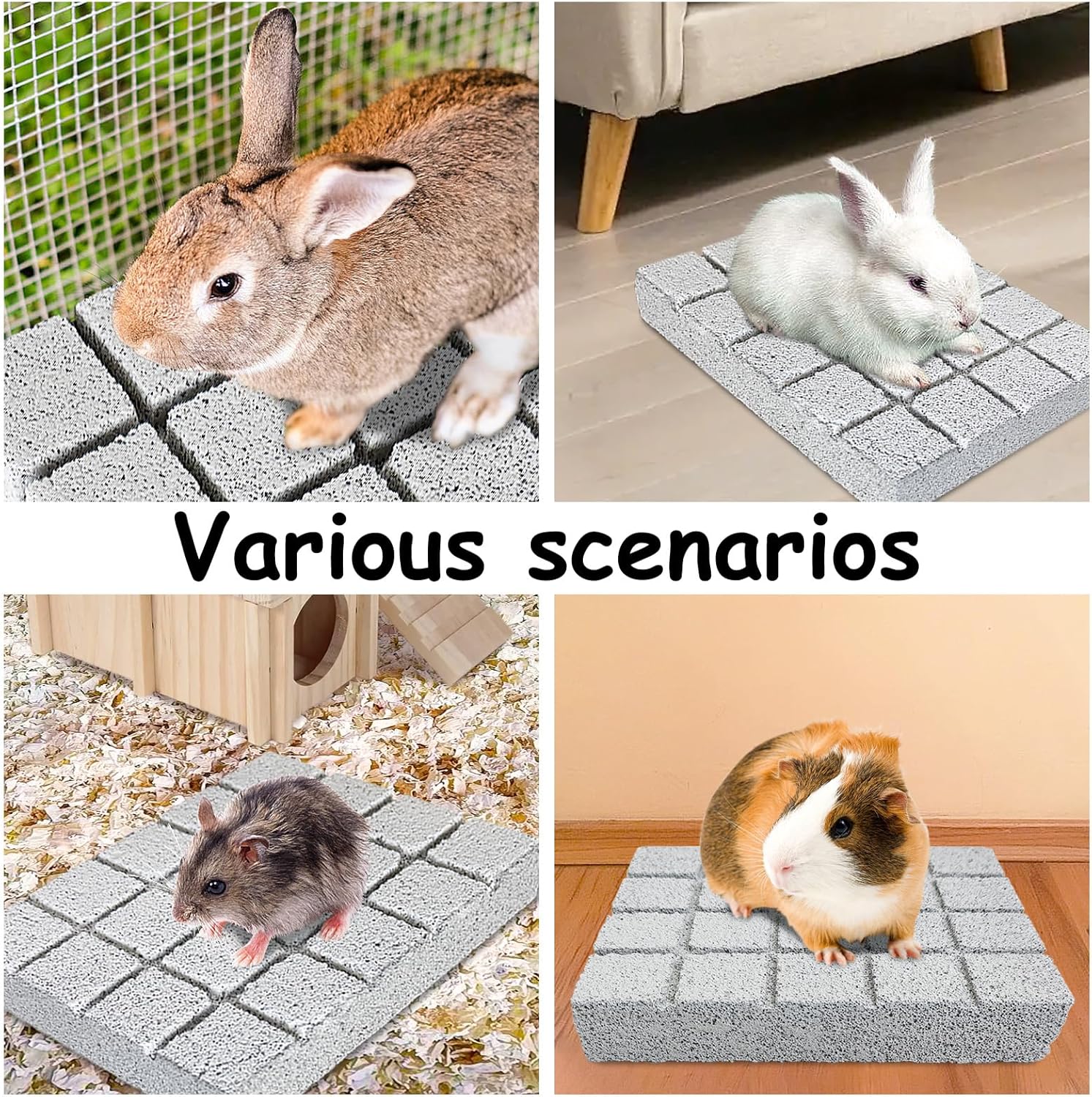 Hamiledyi 2PCS Rabbit Scratching Pads Bunny Lava Grinding Claw Pads Small Animal Foot Pads Hamster Scratch Board Chew Toys for Gerbil Chinchilla Hedgehog Guinea Pig Cage Accessories