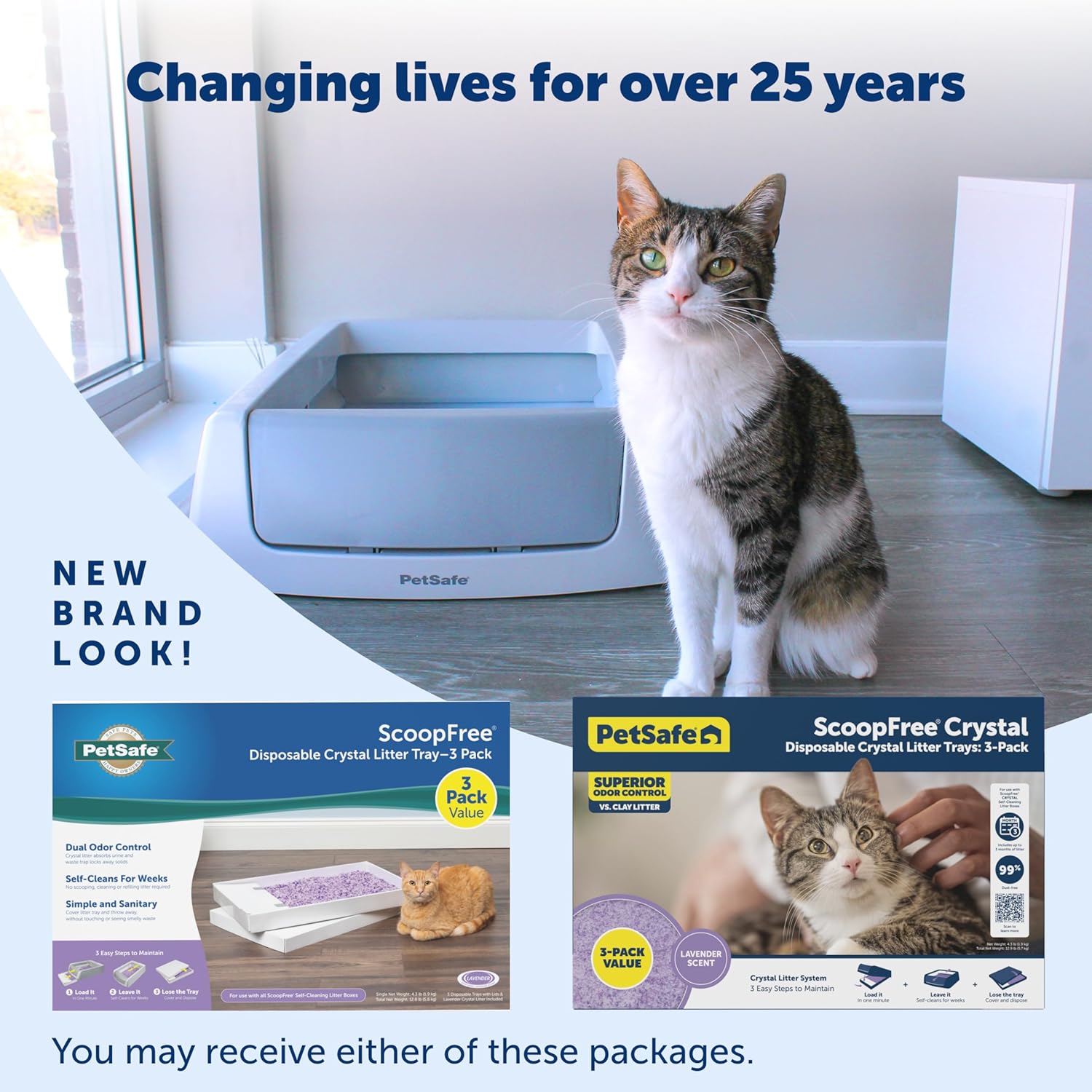 PetSafe ScoopFree Disposable Crystal Cat Litter Tray - Easy Cleaning Box - Refill Tray for Electric Litter Box - Lavender Scent - 4.3 lb Bags - 3 Pack