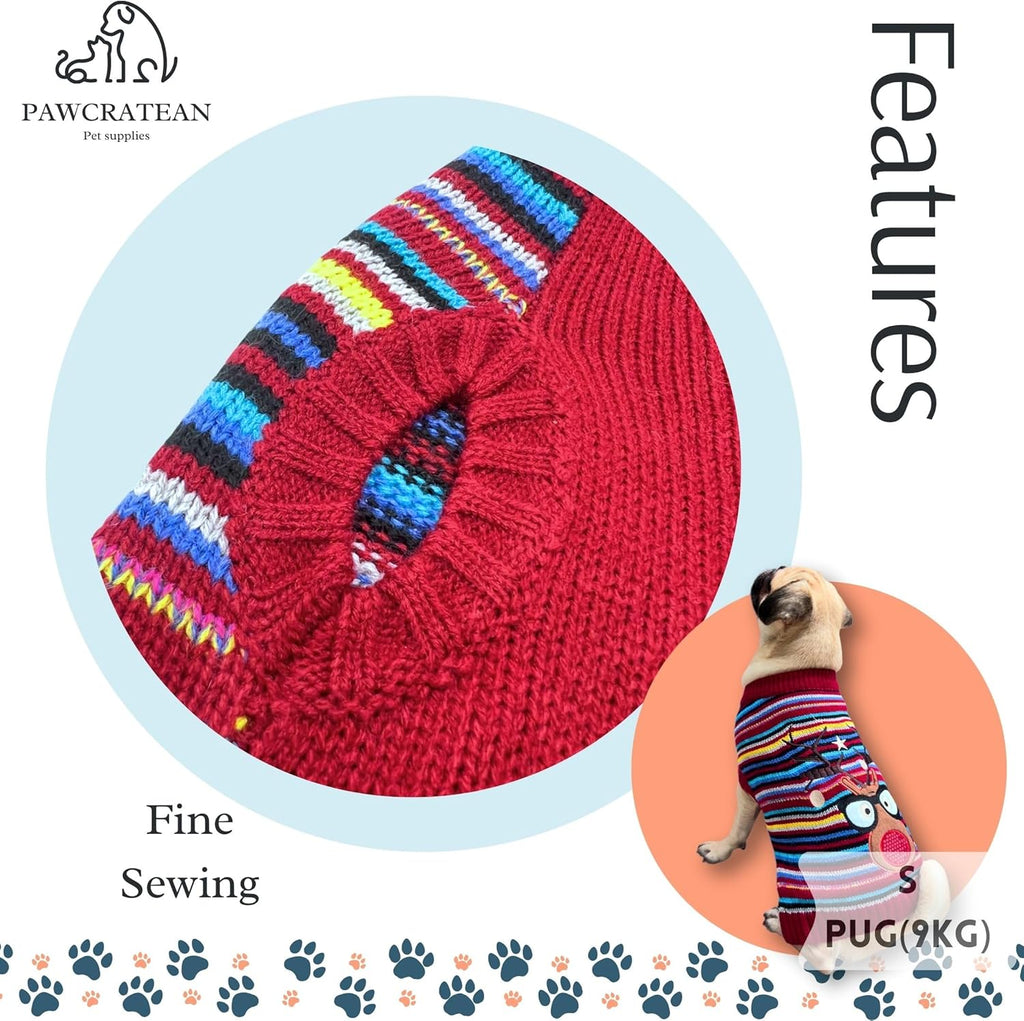 Cute Sweater for Dogs and Cats Soft Flannel Pet Outfit Warm and Cozy Animal Hoodie Small to Large Pet Clothes for Halloween Parties and Everyday Wear (Medium, Colorful Deer)