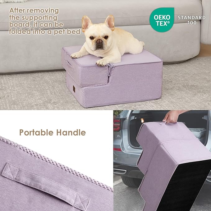 EHEYCIGA Dog Stairs for Small Dogs 13.5" H, 3-Step Dog Steps for Couch Sofa and - Image 5