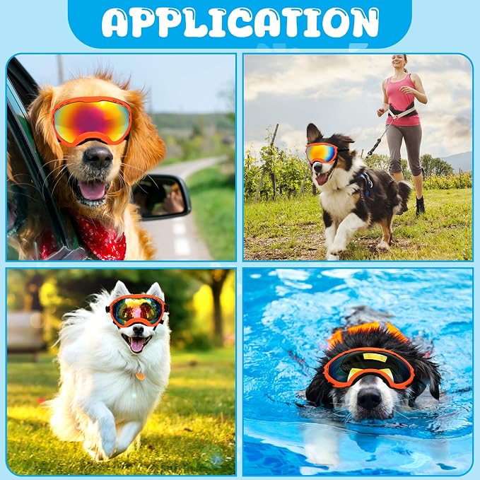 Dog Goggles for Large Dogs, UV Wind Dust Fog Protection, Soft Frame Adjustable - Image 5