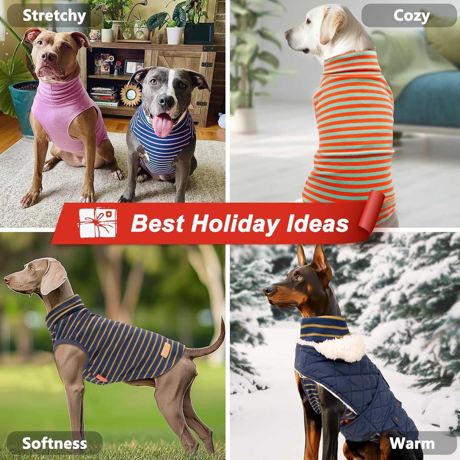 KYEESE 2Pack Dog Sweater Soft Pets Sweatshirt Pullover Large Pet Sweater Warm Dogs Clothes Turtleneck Pets Coats Stretchy Dog Sweaters for Large Dogs