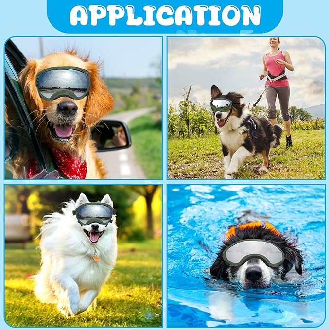 Dog Goggles for Large Dogs, UV Wind Dust Fog Protection, Soft Frame Adjustable - Image 5