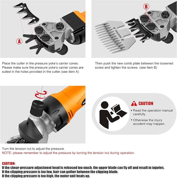 BEETRO 500W Electric Professional Sheep Shears, Animal Grooming Clippers - Image 3