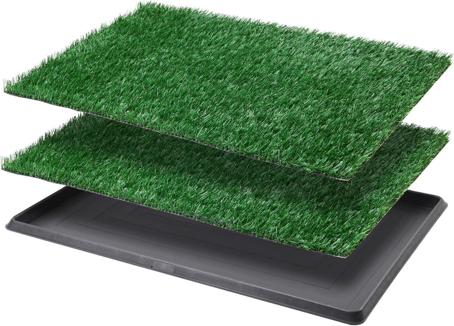 LOOBANI Dog Grass Pad with Tray Large Dog Litter Box, Indoor Potty for Apartment and Patio Training, with 2 Packs Fake Grass Pee Pads for Replacement (Tray Potty 23.6 * 35.5inch)