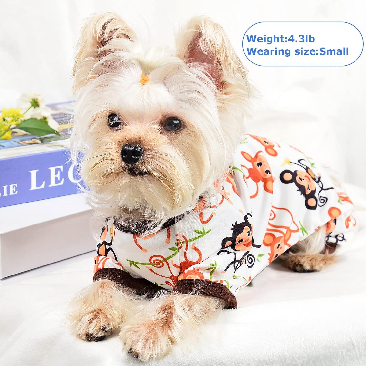 Dog Pajamas Pjs Summer Fall Dog Clothes for Small Dogs Girl - Boy - Medium Size Dogs, Soft Stretchy Puppy Clothes Doggie Onesies Cat Pet Jammies Outfit (Cute Monkey, XX-Large)