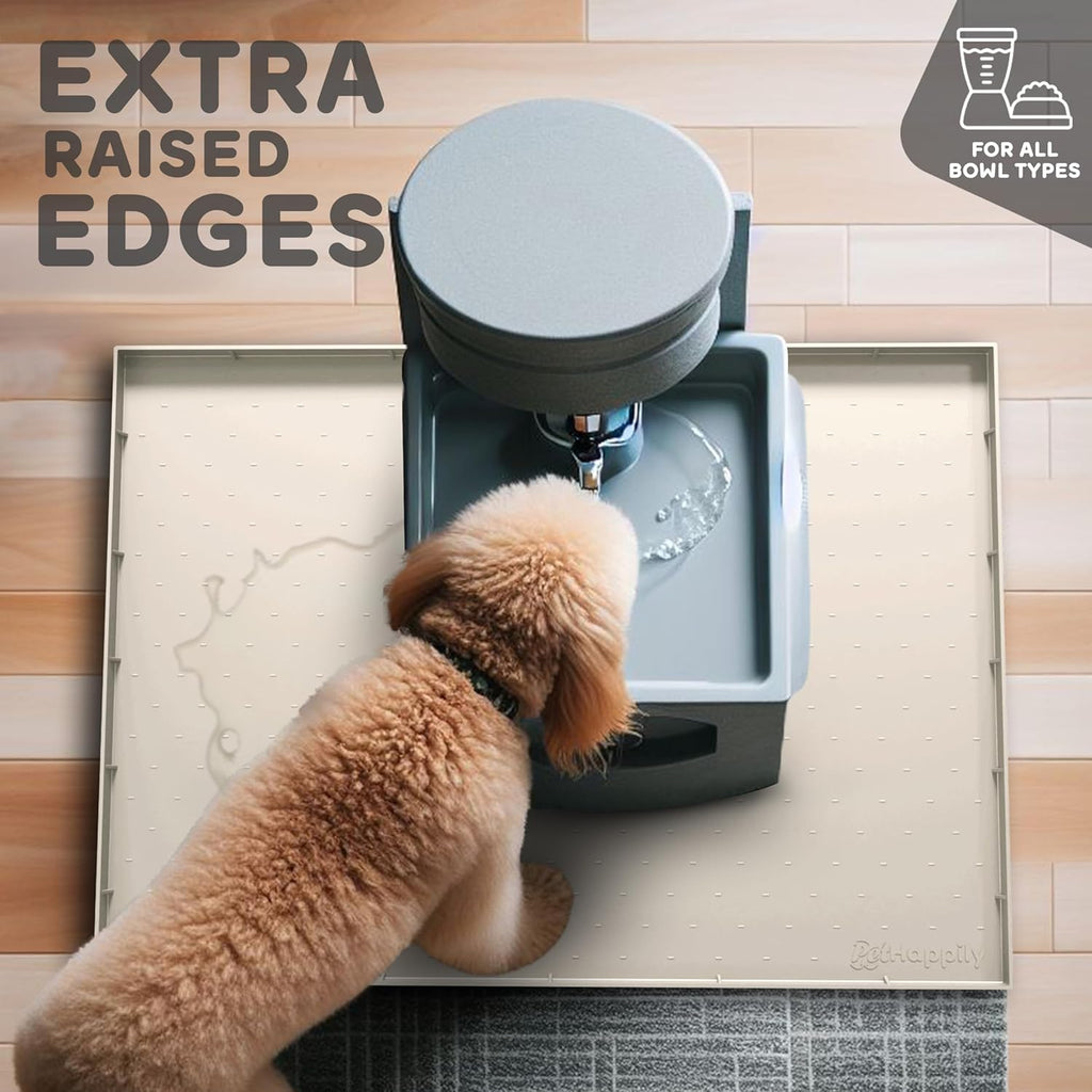 32x24x1” XL Dog Food Mat - All Purpose Under Sink Liner, Washer and Dryer Covers for The Top, Silicone Griddle Mat for Blackstone - Raised Edges Dog Mat for Food and Water Prevent Spill, Waterproof