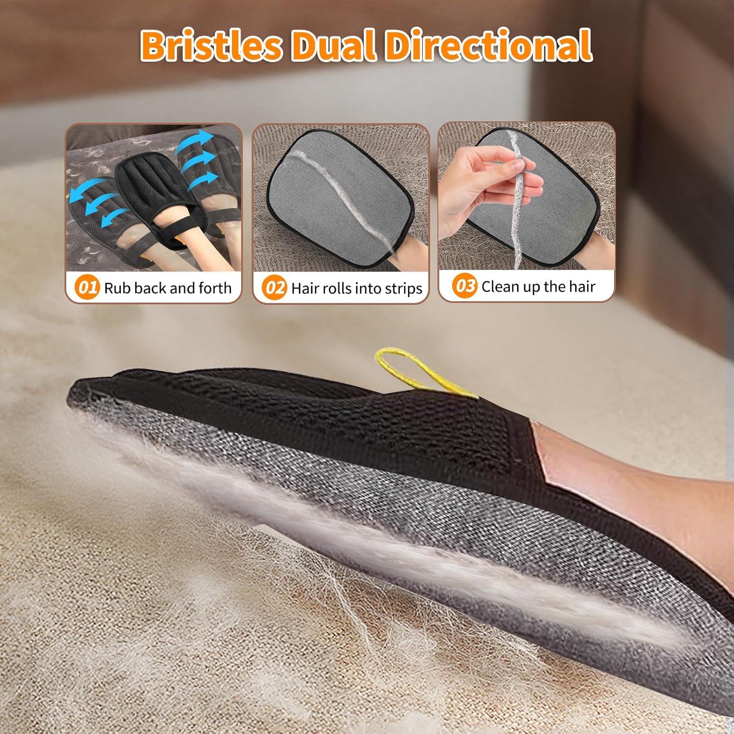 Pet Hair Removal Glove for Cats & Dogs, Upgraded Five-Finger Electrostatic Pet Hair Gloves, Reusable Magic Brush Pet Hair Remover Tool for Laundry, Couch, Carpet, Car Seat