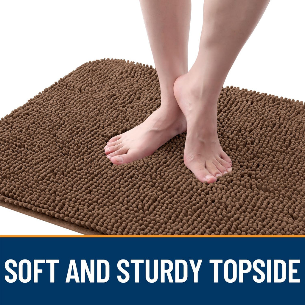 OLANLY Dog Door Mat for Muddy Paws 44x24, Absorbs Moisture and Dirt, Absorbent Non-Slip Washable Doormat, Quick Dry Chenille Mud Mat for Dogs, Entry Indoor Entryway Carpet for Inside Floor, Mocha