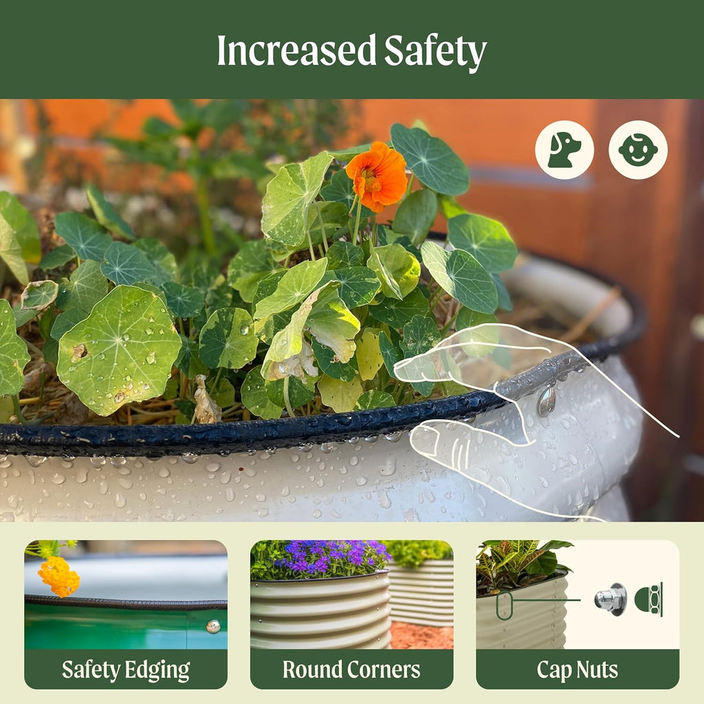 Vego garden Aluzinc Raised Garden Bed Kits, 17" Tall 6 in 1 Modular Metal Raised Planter Bed for Vegetables Flowers Patio Ground Planter Box, Sunlit Oak