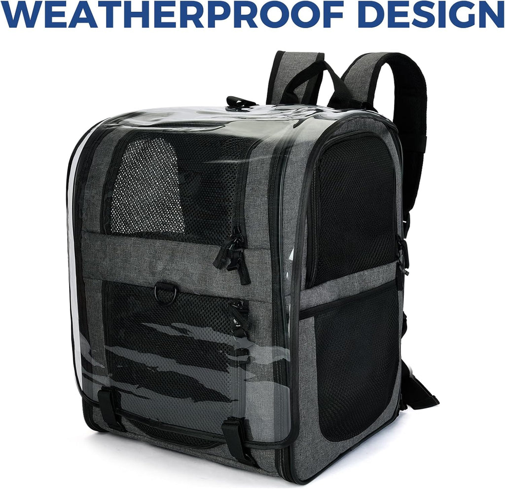 Apollo Walker Pet Carrier Backpack for Large/Small Cats and Dogs, Puppies, Safety Features and Cushion Back Support for Travel, Hiking, Outdoor Use (Gray-Expandable)