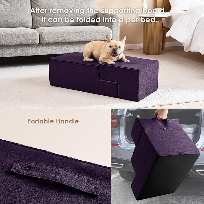 EHEYCIGA Dog Stairs for Bed 20" H, 4-Step Extra Wide Dog Steps for High Bed - Image 6