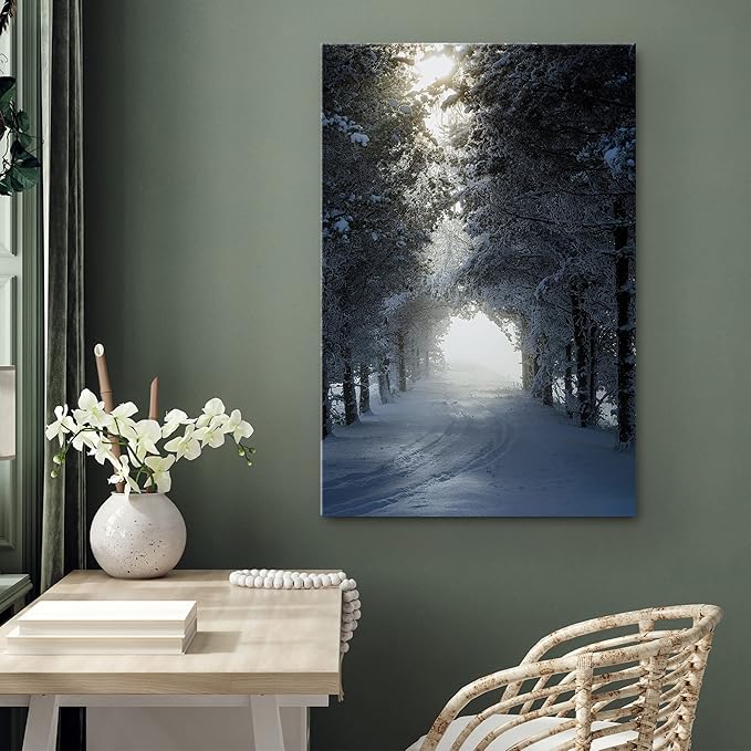 SIGNWIN Canvas Wall Art Woodland Nursery Decor Winter Trees Cool Dramatic Forest Multicolor Nature Photography Rustic - 12x18 inches