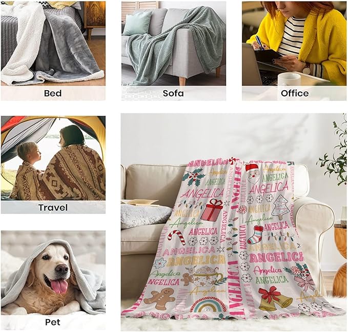 Custom Christmas Blanket | Personalized Holiday Blanket for Boys Girls | Plush Cozy Custom Name Blanket | Christmas Decor Personalized Gifts Name Blanket | 50"x60"-Teens/Travel Size