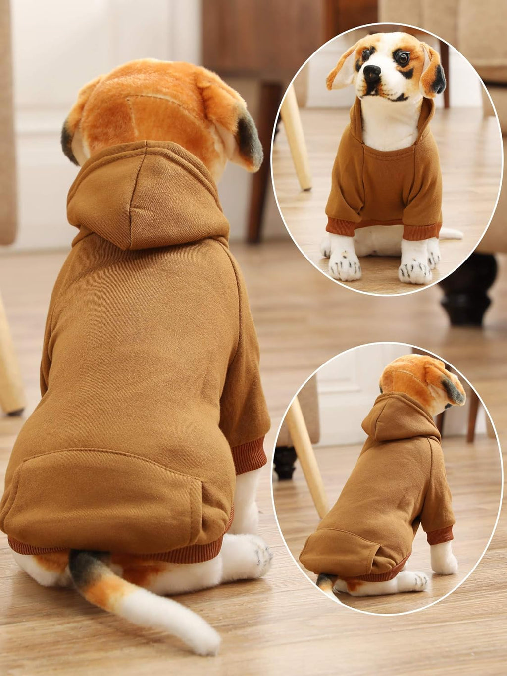 6 Pieces Dog Hoodie Dog Clothes Sweaters with Hat, Pet Winter Clothes Warm Hoodies Coat Sweater for Small Dogs Chihuahua (L)