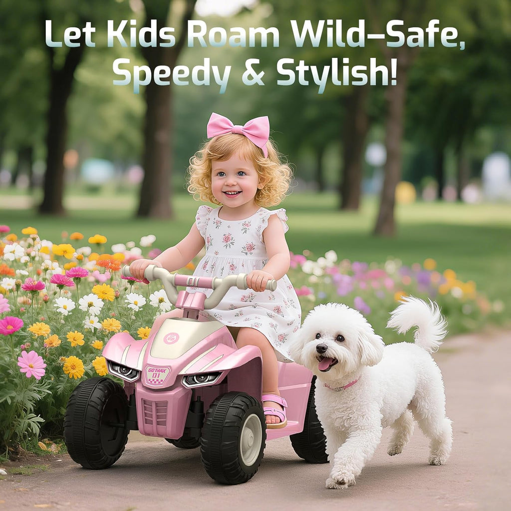 Gotrax RT1 Ride on Toys for Toddlers 1.5-3, Safe 12V Lead-acid Battery up to 80 Minutes, Forward/Reverse 2 Gears, Max 1.5MPH Speed&8" Big Tire, Electric Vehicle ATV Car Best Gift for Age1.5–3 Boy Girl
