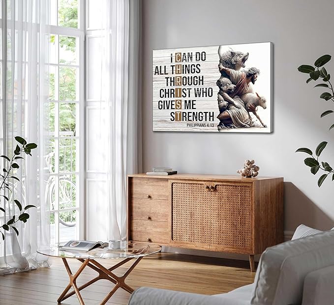 Christian Jesus Canvas Wall Art Inspiring Bible Verse Christ Painting Picture Wall Decor Poster Print Artwork for Living Room Bedroom Church Prayer Room Home Decoration