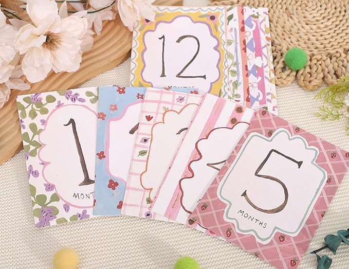 Baby Boy/Girl Monthly Milestone Cards - First Holiday Cards,First Year Month Photo Milestone Cards,Baby Shower Newborn Photo Prop (Cards-2)