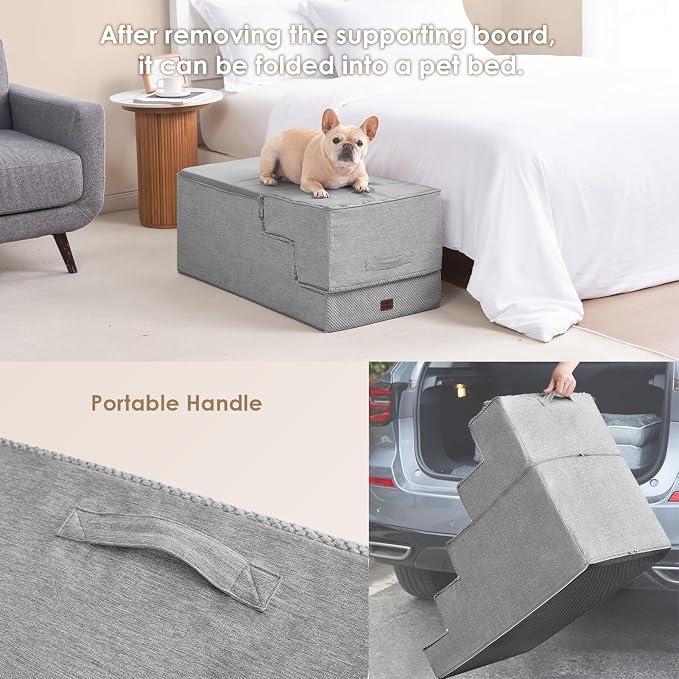 EHEYCIGA Dog Stairs for High Bed 25" H, 5-Step Extra Wide Dog Steps for Bed - Image 6