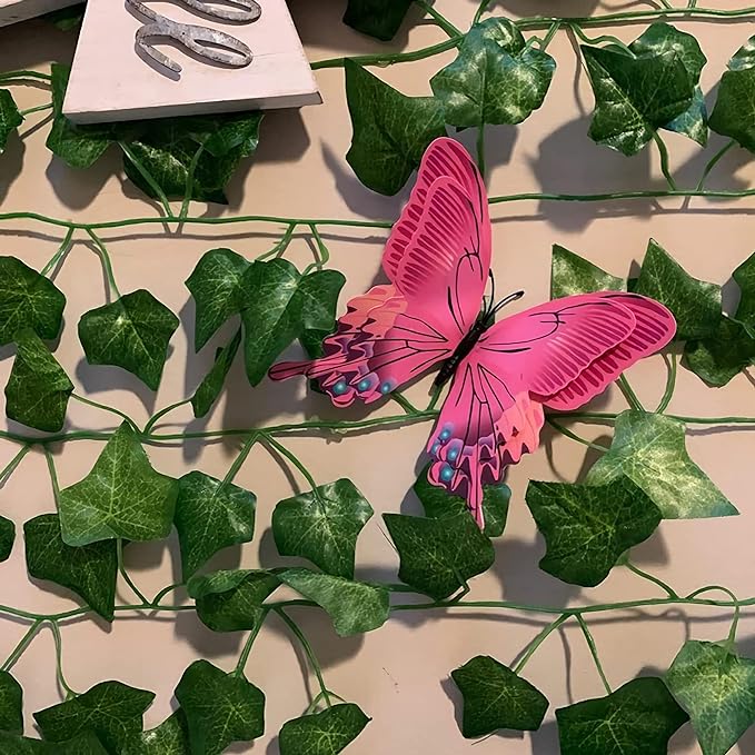 Butterfly Wall Decor 24/48 PCS, 3D Butterflies Stickers for Party Decorations with Magnets(Pink, 48)