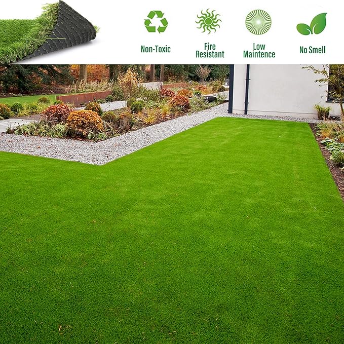 Artificial Grass Rug Outdoor Indoor 9FTX20FT Fake Grass Carpet Green Synthetic - Image 7