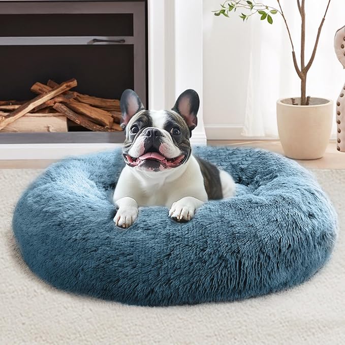 JOLLYVOGUE Calming Dog Beds Large Sized Dog, 36in Donut Washable Large Pet Bed by JOLLYVOGUE