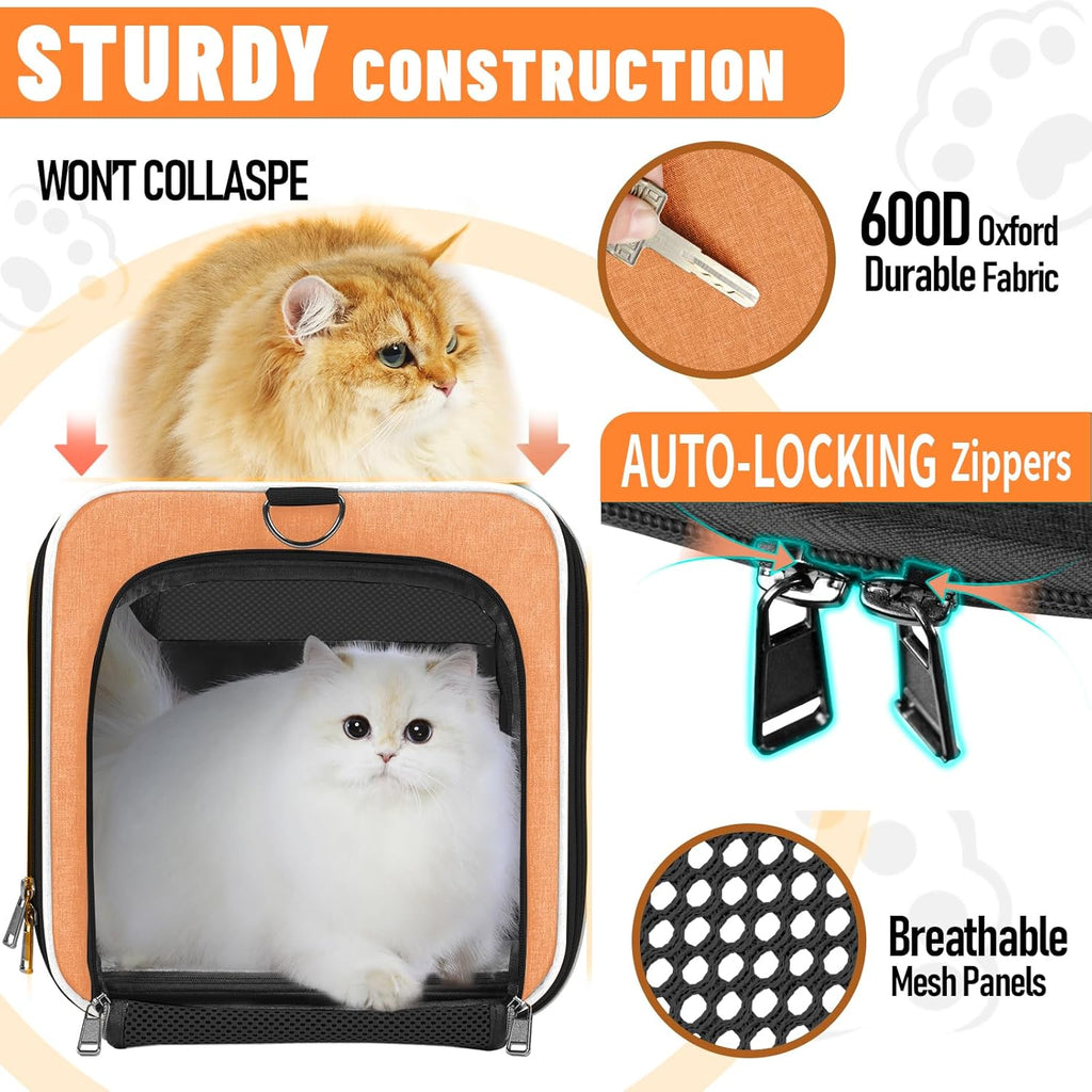 Large Cat Carry Bag, Soft Shell Shih-Tzu Pet Transport Crate, 18x12x12 Top Opening Maltese-Dog Traveling Mesh Kennel 10 Pound, Big Bunny Rabbit Carrying Case Animal Carrier Kitty Product Orange