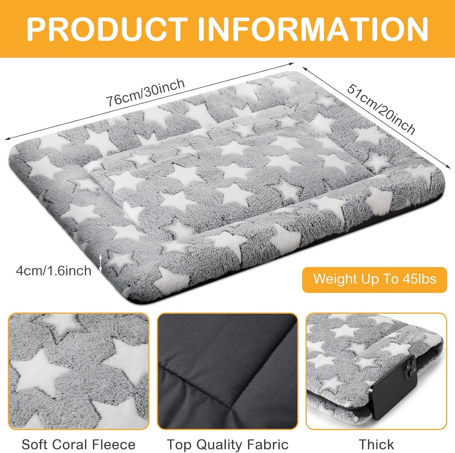 4 Pcs Washable Dog Crate Mat Kennel Pad Replaceable Reversible Pet Bed Pad for Crate Pet, Sleeping Mat for Small, Medium, Large Dog Machine Washable(20 x 30 x 1.6 Inch,Gray)