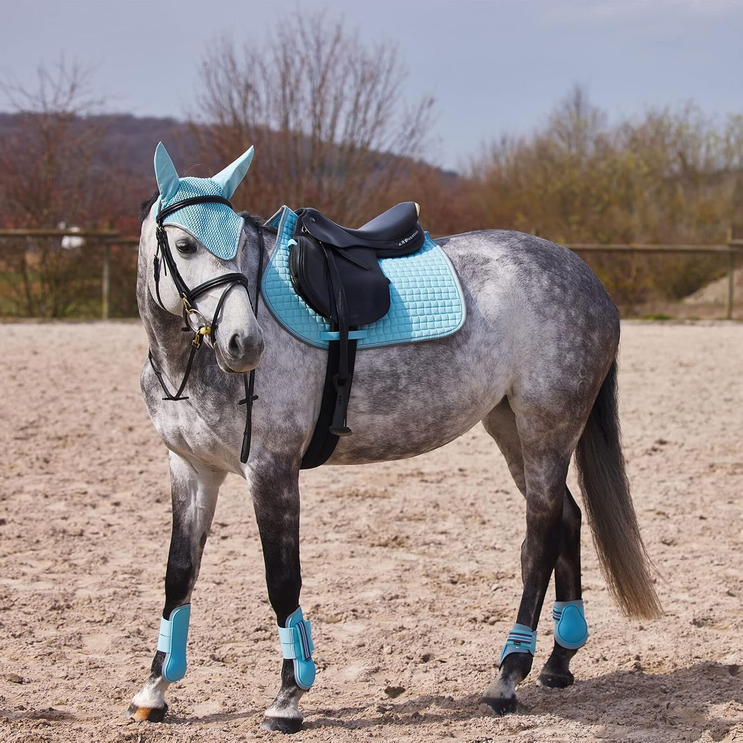 HORZE Adepto Padded All Purpose Quilted Equestrian Saddle Pad for Horses with Two-Tone Trim