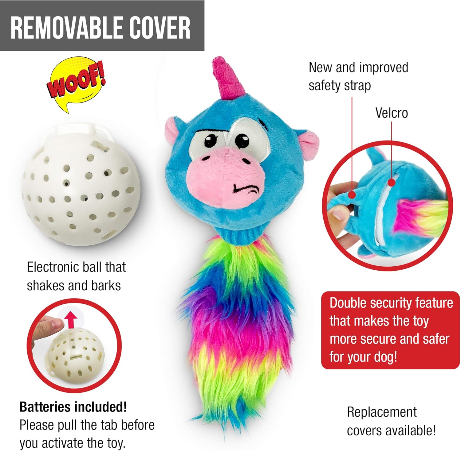 Hyper Pet Doggie Pal Unicorn Interactive Plush Dog Toys (Wiggles, Vibrates, and Barks – Dog Toys for Boredom and Stimulating Play)