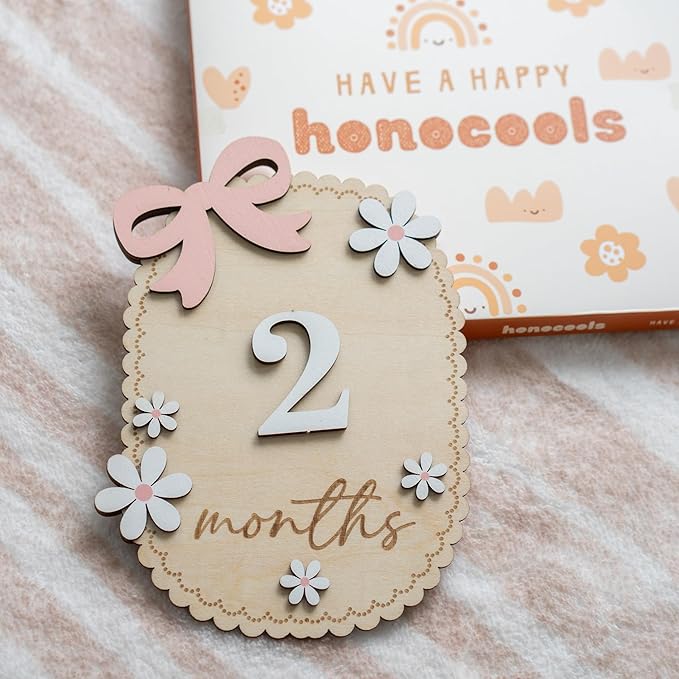 Baby Monthly Milestone Sign,1-12 Monthly Baby Milestone, Month Milestone Baby Girl, Baby Months Milestone, Newborn Photography Props Double-Sided (B13)