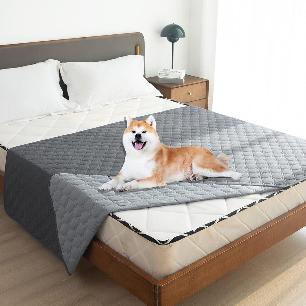 gogobunny 100% Double-Sided Waterproof Dog Bed Cover Pet Blanket Sofa Couch Furniture Protector for Puppy Large Dog Cat, Reversible (82x102 Inch (Pack of 1), Dark Grey/Light Grey)